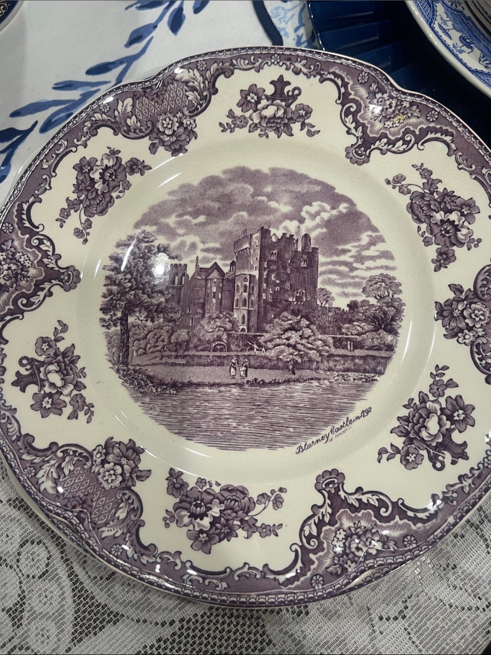 Johnson Bros Purple Transferware Dinner Plate - Classic
